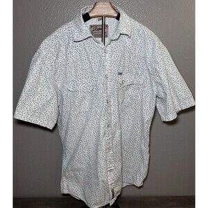 Men’s Rafter C Western Pearl Snap Button Up Short Sleeve Shirt Size Large